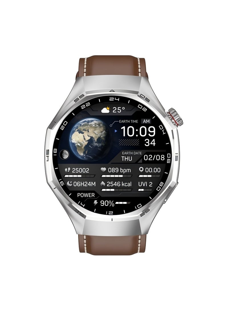 PRO Smart Watch GT6 PRO with Bluetooth Call Function (Answer/Make Calls), Fitness Tracking Watch with Sleep Monitoring Function, for iPhone/Android, IP68 Waterproof (Leather Brown) - Image 3