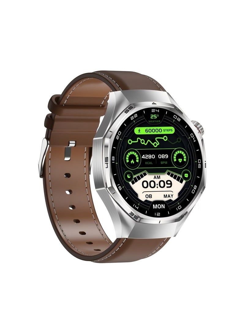 PRO Smart Watch GT6 PRO with Bluetooth Call Function (Answer/Make Calls), Fitness Tracking Watch with Sleep Monitoring Function, for iPhone/Android, IP68 Waterproof (Leather Brown) - Image 2