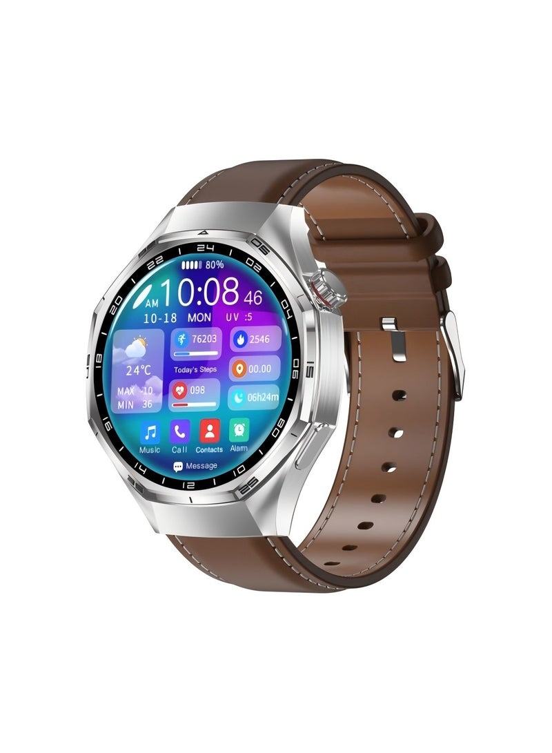 PRO Smart Watch GT6 PRO with Bluetooth Call Function (Answer/Make Calls), Fitness Tracking Watch with Sleep Monitoring Function, for iPhone/Android, IP68 Waterproof (Leather Brown) - Image 1