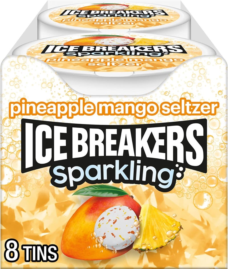 Ice breakers أيس بريكرز نعناع سيلتزر بنكهة الأناناس والمانجو الفوار خالي من السكر - 8 قطع - Image 1