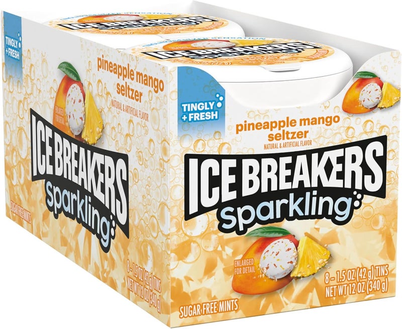 Ice breakers أيس بريكرز نعناع سيلتزر بنكهة الأناناس والمانجو الفوار خالي من السكر - 8 قطع - Image 2