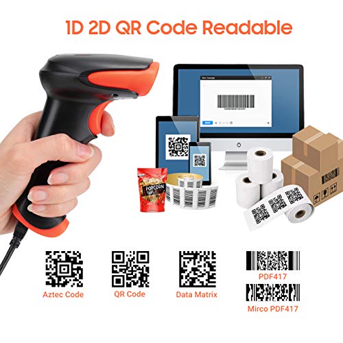 Tera Pro Wireless 2D QR Barcode Scanner 3 in 1 Bluetooth & 2.4GHz Wireless & USB Wired Connection Connect Smart Phone Tablet PC Image Bar Code Reader with Vibration Alert Model HW0002-O - Image 3