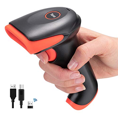Tera Pro Wireless 2D QR Barcode Scanner 3 in 1 Bluetooth & 2.4GHz Wireless & USB Wired Connection Connect Smart Phone Tablet PC Image Bar Code Reader with Vibration Alert Model HW0002-O - Image 1