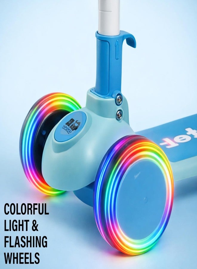 NHR Kick Scooter for Kids, Foldable Scooter with 4 Adjustable Height Levels & Colorful Light Wheels, Lightweight Scooty for Boys & Girls (3+ Years, Blue) - Image 3