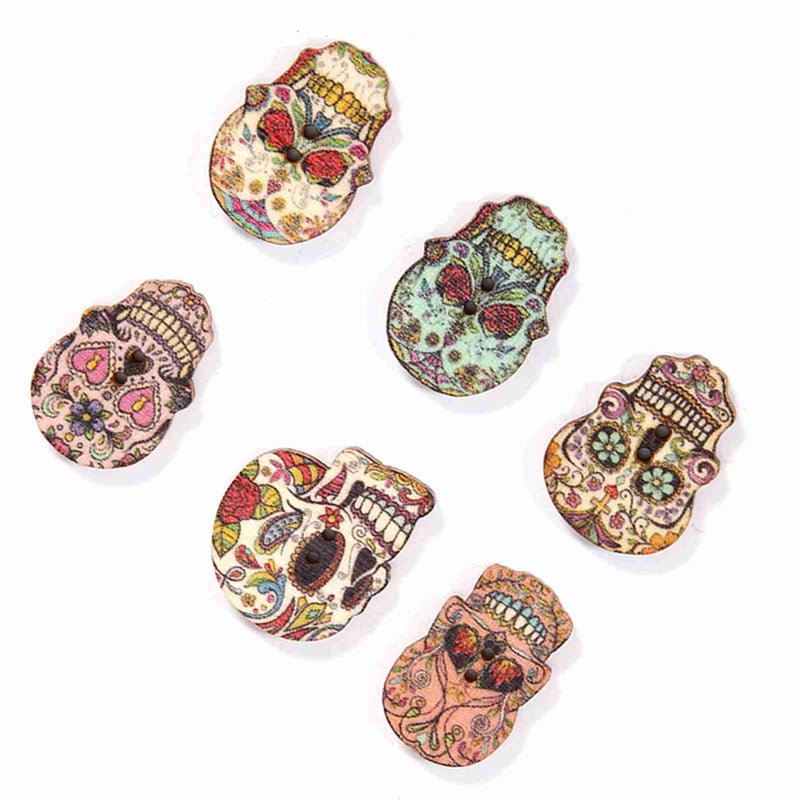 Skull Wooden Buttons: 100% Natural Wood, Unique Skull Design, DIY Sewing Supplies for Clothing Decoration, Craft Projects, Party & Handmade Crafts - Image 4