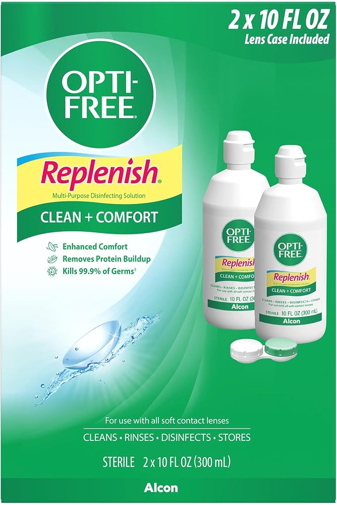 Opti-Free Replenish Multi-Purpose Disinfecting Solution with Lens Case, Twin Pack, 10-Fluid Ounces Each - Image 2