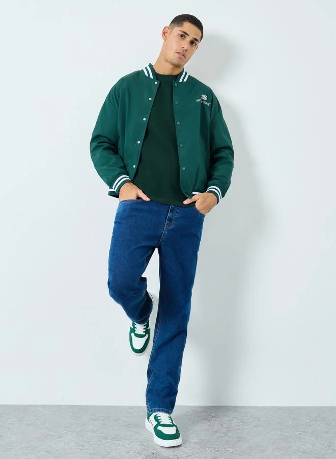 Styli Styli Men Oversized Varsity Embroidered Bomber Jacket