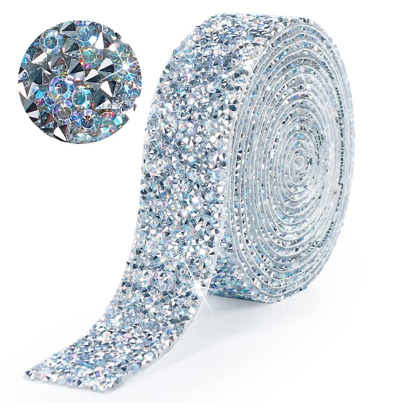 Tenn Well 3 Yards Self Adhesive Crystal Rhinestone Ribbon 30mm Wide SelfAdhesive Ribbon Glitter Resin Diamond Strips Tape Bling Stickers for DIY Crafts Mirror Kitchen Home Decoration Colourful