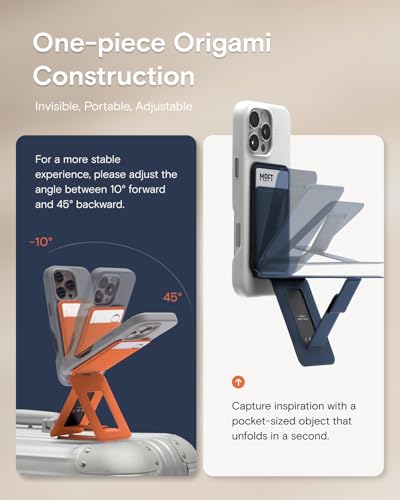 MOFT Phone Tripod Wallet for iPhone, Mulit-Angles, Lightweight & Portable Phone Stand, MOVAS Vegan Leather Magnetic Wallet, Strong Magnets, NFC Card Holder, Misty Cove (with Card Slot) - Image 3