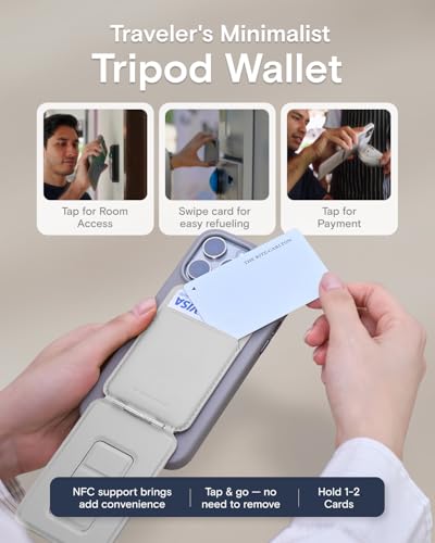 MOFT Phone Tripod Wallet for iPhone, Mulit-Angles, Lightweight & Portable Phone Stand, MOVAS Vegan Leather Magnetic Wallet, Strong Magnets, NFC Card Holder, Misty Cove (with Card Slot) - Image 4