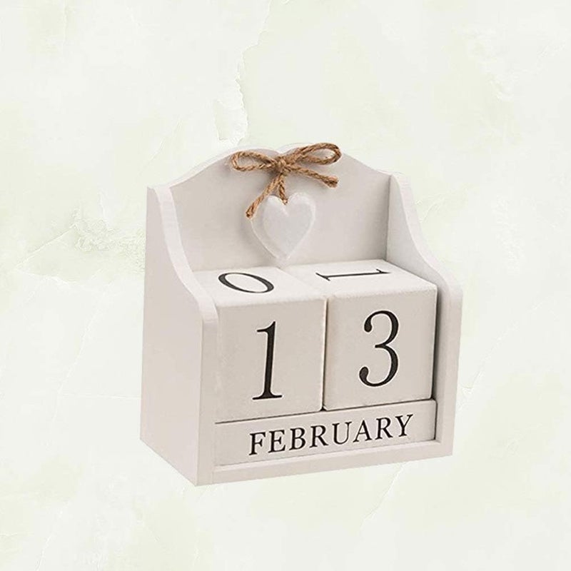 كلاراكو مكعبات تقويم خشبية، تقويم مكتبي، تقويم دائم، تقويم شهري مكعب خشبي، مخطط تقويم مكتبي، دعائم تصوير (أبيض) - Image 3