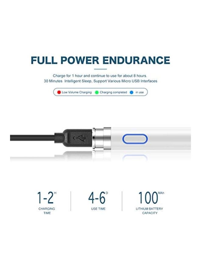 إلترازون Fine Point Active Stylus Digital Pen – High-Precision Touchscreen Pen for Smooth Writing & Drawing, Ultra-Fine Tip, Rechargeable, Lightweight & Ergonomic Design, Compatible with iOS & Android Devices – White - Image 5