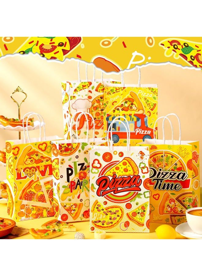 Sinload 24 Pcs Pizza Party Favors Paper Gift Bags with Handle Decorations Pizza Candy Goodie Treat Bags Large Birthday Pizza Party Supplies for Pizza Themed Party Baby Shower, 6 Styles - Image 3