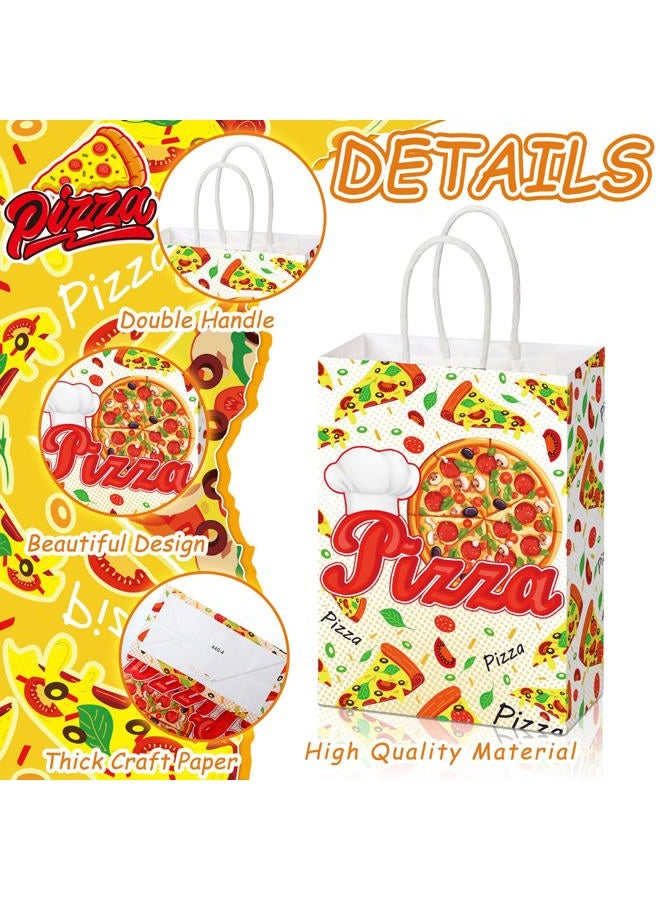 Sinload 24 Pcs Pizza Party Favors Paper Gift Bags with Handle Decorations Pizza Candy Goodie Treat Bags Large Birthday Pizza Party Supplies for Pizza Themed Party Baby Shower, 6 Styles - Image 5