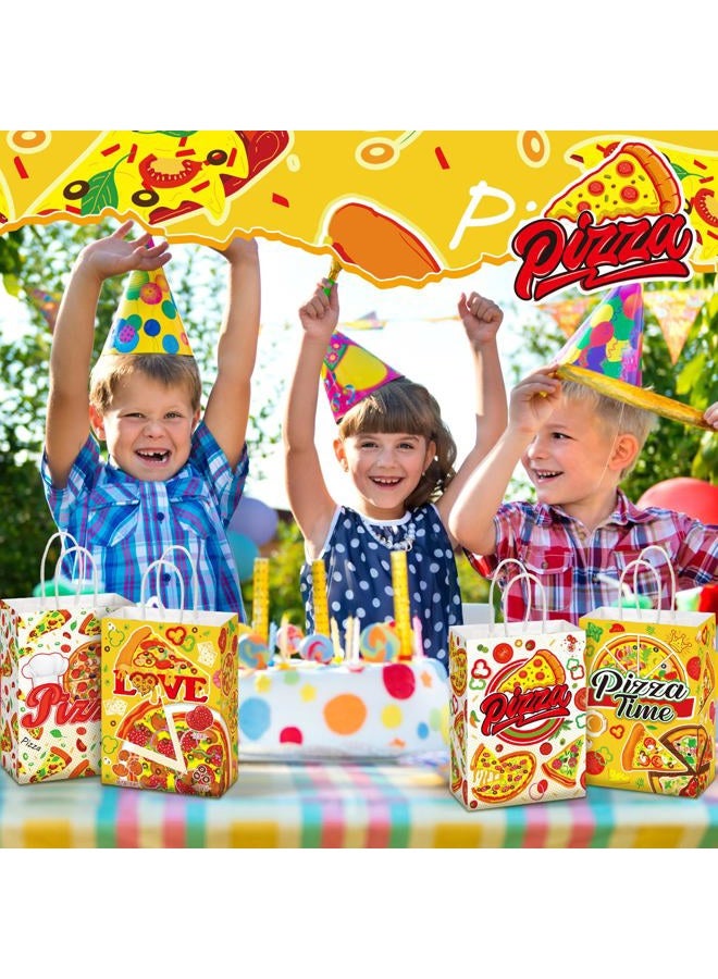 Sinload 24 Pcs Pizza Party Favors Paper Gift Bags with Handle Decorations Pizza Candy Goodie Treat Bags Large Birthday Pizza Party Supplies for Pizza Themed Party Baby Shower, 6 Styles - Image 4