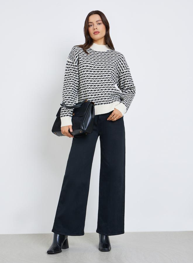 Styli Regular Fit Turtle Neck Patterned Sweater - Image 2