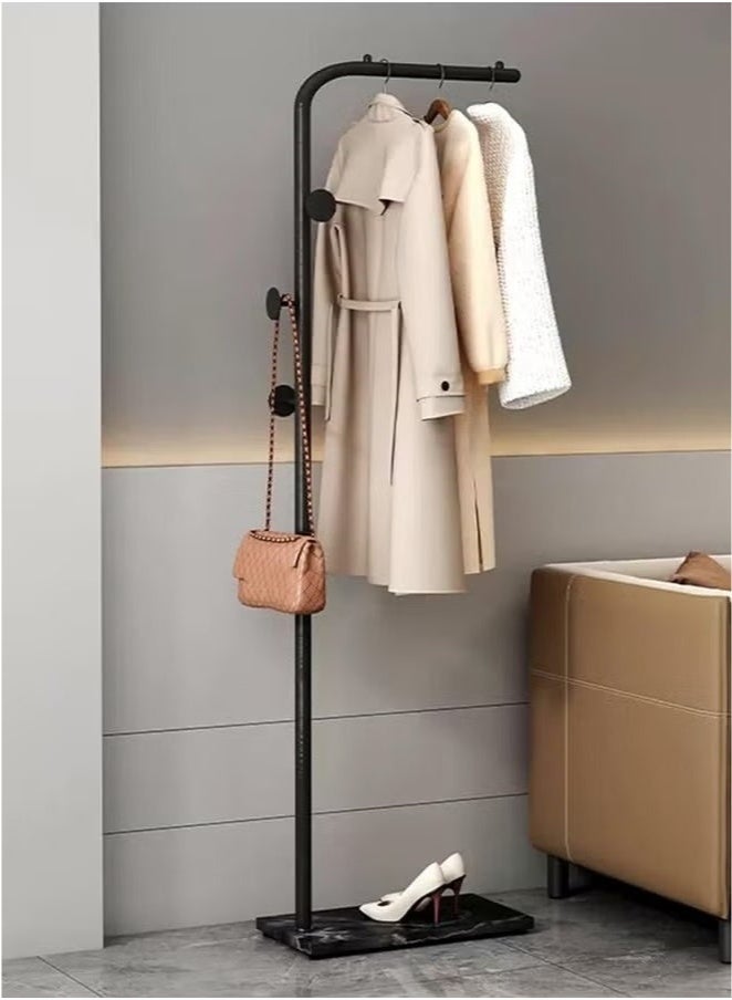 Metal Coat Racks Freestanding with Crossbar and 3 Hooks, Modern Coat Hanger with Marble Base, L Shaped Coat Stand for Entryway, Bedroom, Living Room, Office 45cmX25cmX170cm - Image 1