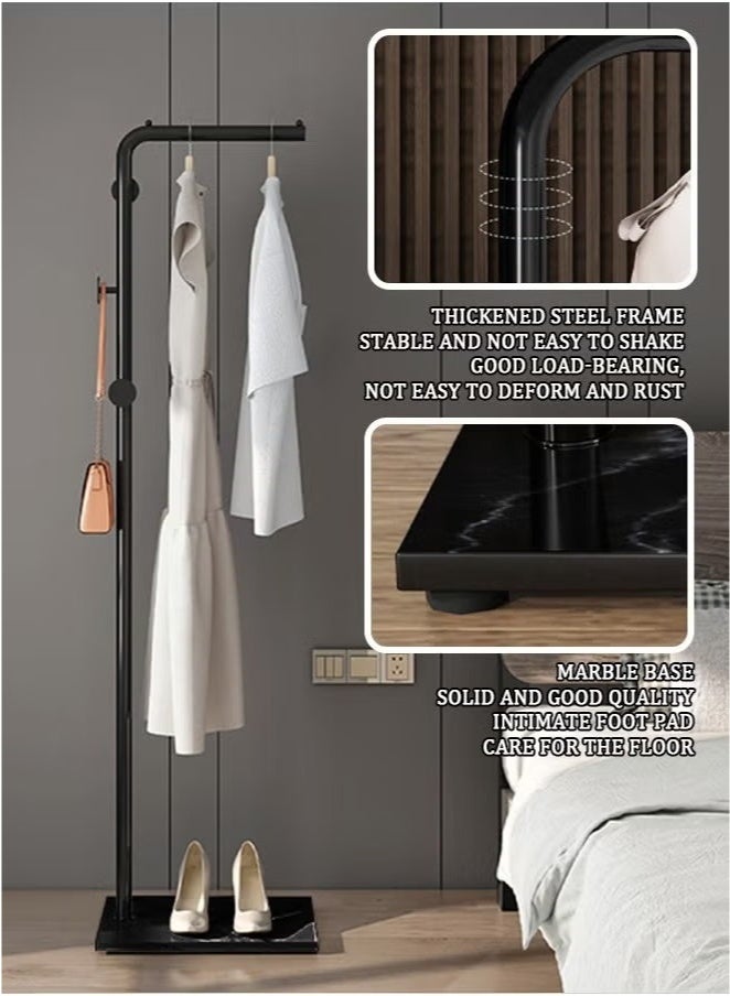 Metal Coat Racks Freestanding with Crossbar and 3 Hooks, Modern Coat Hanger with Marble Base, L Shaped Coat Stand for Entryway, Bedroom, Living Room, Office 45cmX25cmX170cm - Image 4