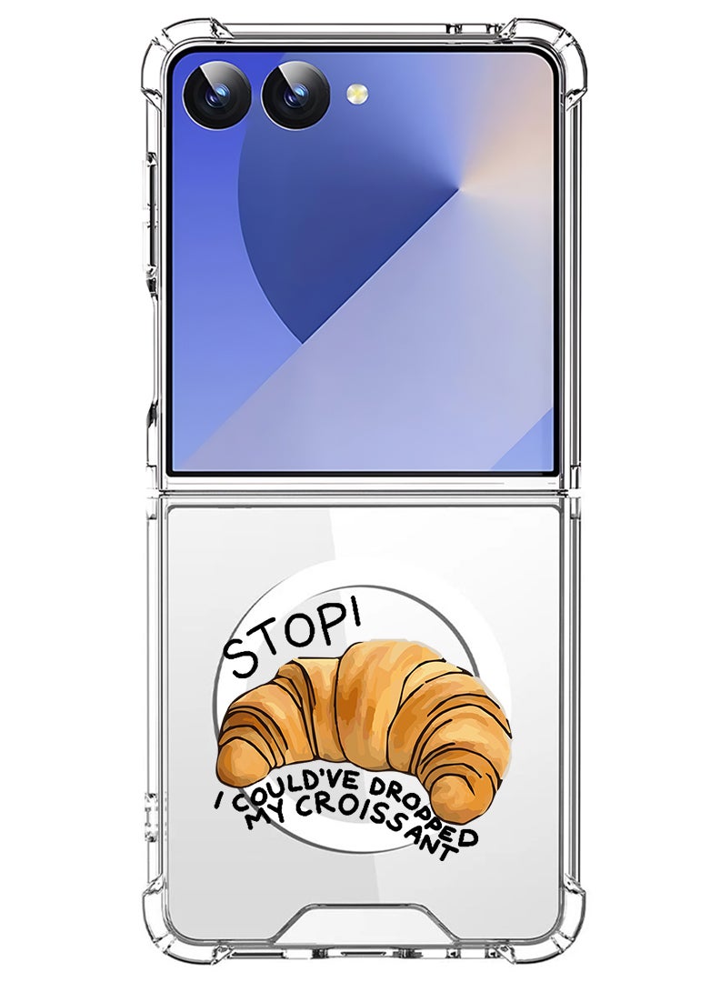 Theodor Magnetic Case for Samsung Galaxy Z Flip 7 Compatible with MagSafe Wireless Charging, Shockproof Phone Bumper Cover Croissant B - Image 1