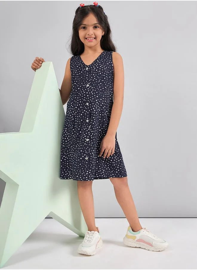 ستايلو بج Spot Print V Neck Casual Dress by Styli