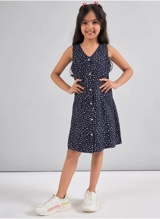 ستايلو بج Spot Print V Neck Casual Dress by Styli