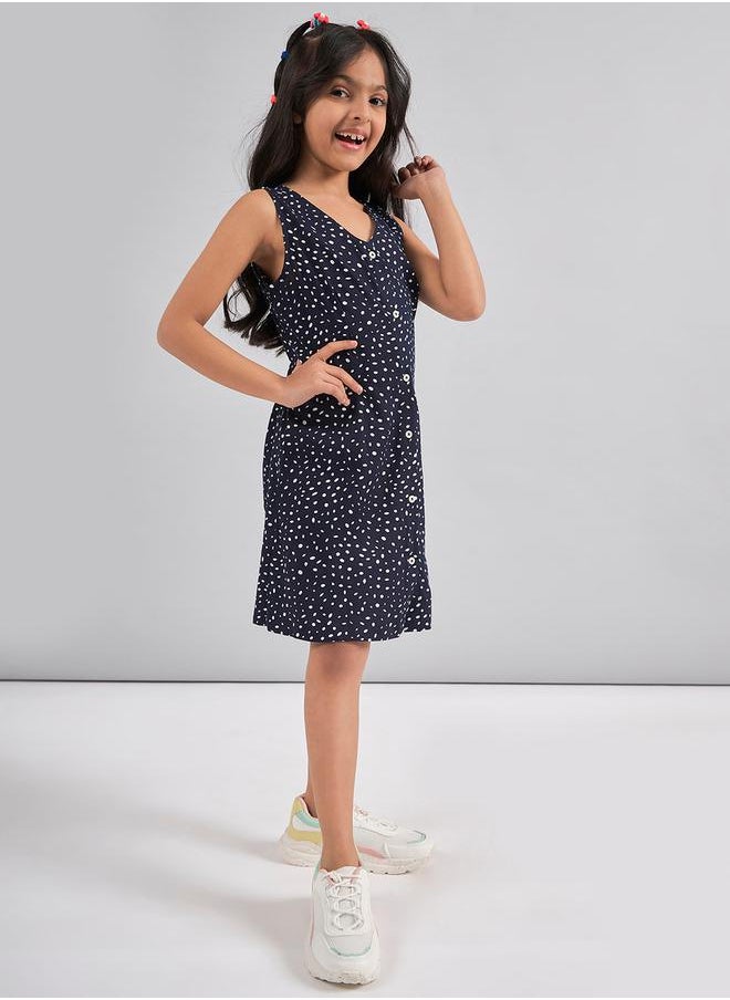 Spot Print V Neck Casual Dress - pzsku/Z8FCDF6617DAFA877F9DCZ/45/_/1720861754/17826a95-d883-4464-8990-29241384eb01