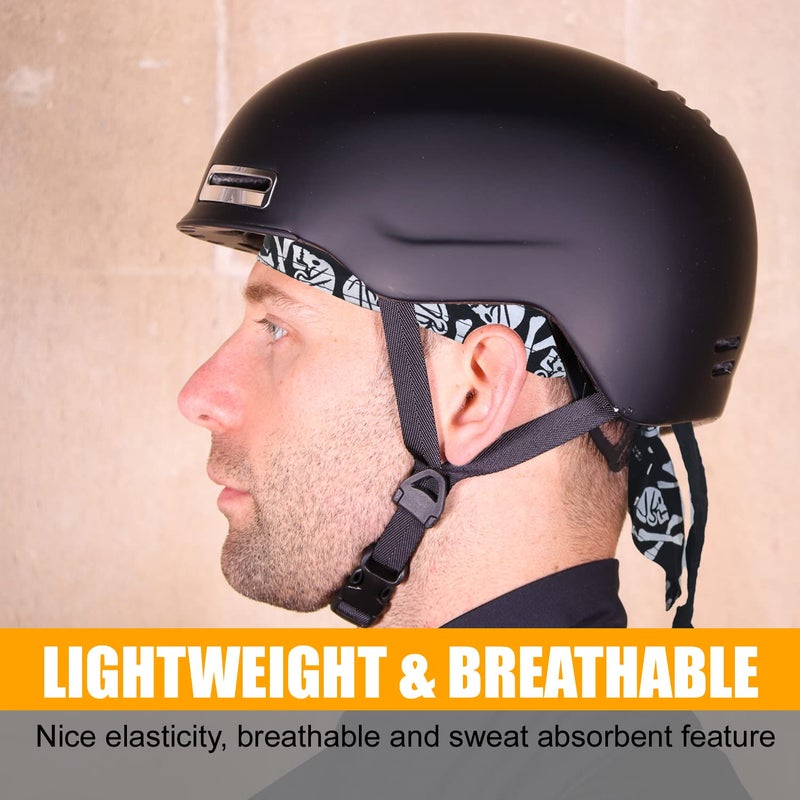 WHAMZ33 W 4Pcs Doo Rags for Men, Head Wraps Dew Rags Bandana Beanie for Cycling Motorcycle (Flame/Skull) - Image 3