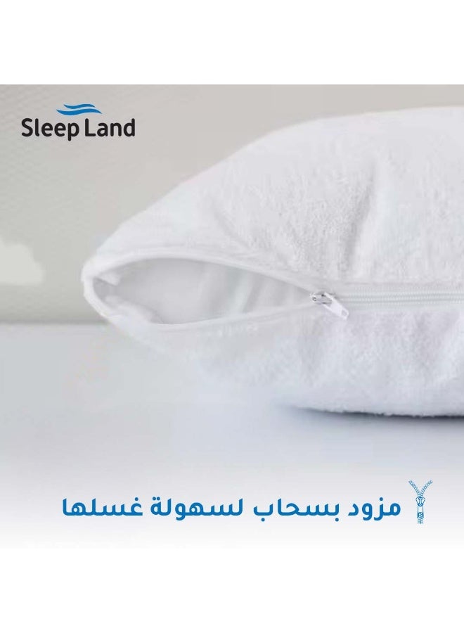 سليب لاند بكج النوم الفندقي – لباد 200×140 سم + واقي مرتبة + طقم واقي مخدة + مفرش فندقي أبيض - Image 2