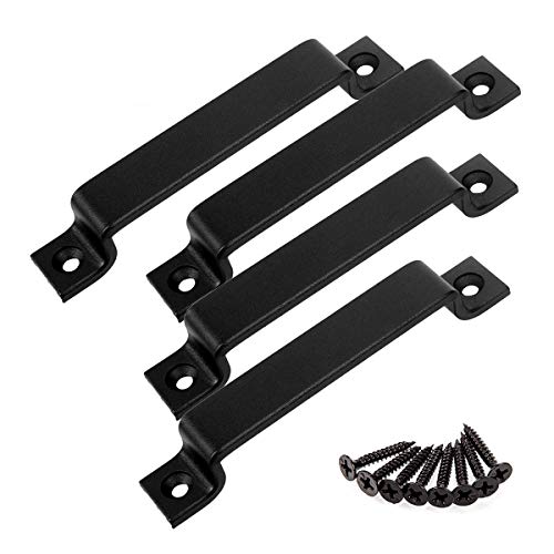 CBTONE 6-1/2 Inch Sliding Barn Door Handle Pull, 4 Pack Black Steel Pull Handle for Sliding Barn Doors Gates Garages Sheds Closets - Image 1