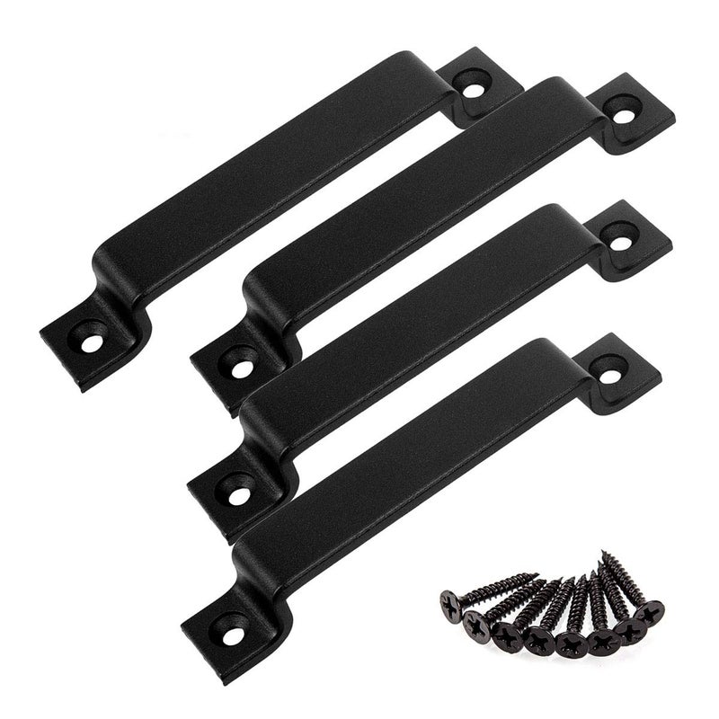 CBTONE 6-1/2 Inch Sliding Barn Door Handle Pull, 4 Pack Black Steel Pull Handle for Sliding Barn Doors Gates Garages Sheds Closets - Image 5