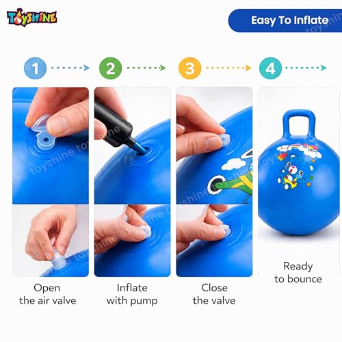 Toyshine Hopper Ball 55cm for Kids Ages: 5+ Inflatable Hopping Balls Jumping Therapy Toys Sit and Bounce Ball with Handle - Blue - Image 4