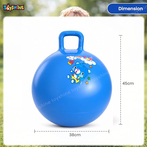 Toyshine Hopper Ball 55cm for Kids Ages: 5+ Inflatable Hopping Balls Jumping Therapy Toys Sit and Bounce Ball with Handle - Blue - Image 5