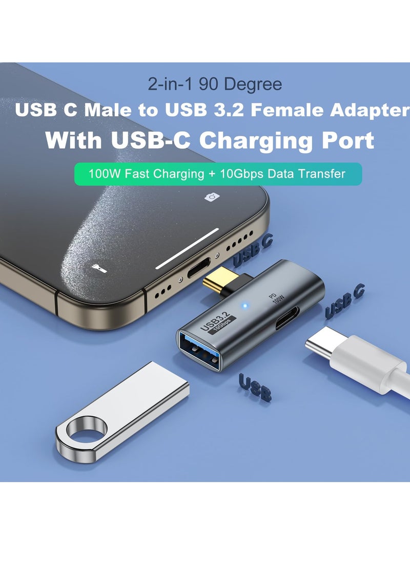 Excefore - USB C to USB 3.2 Adapter, 2 Pack 2-in-1 with 100W Type C Charging Port, OTG Converter for Meta Quest 2, Rog Ally, Steam Deck, for iPhone 15 Series, iPad, MacBook and More - Image 1