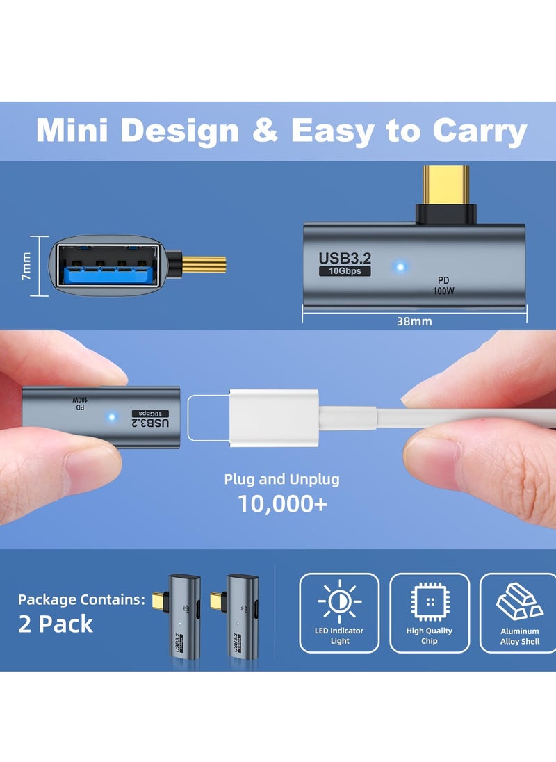 Excefore - USB C to USB 3.2 Adapter, 2 Pack 2-in-1 with 100W Type C Charging Port, OTG Converter for Meta Quest 2, Rog Ally, Steam Deck, for iPhone 15 Series, iPad, MacBook and More - Image 1