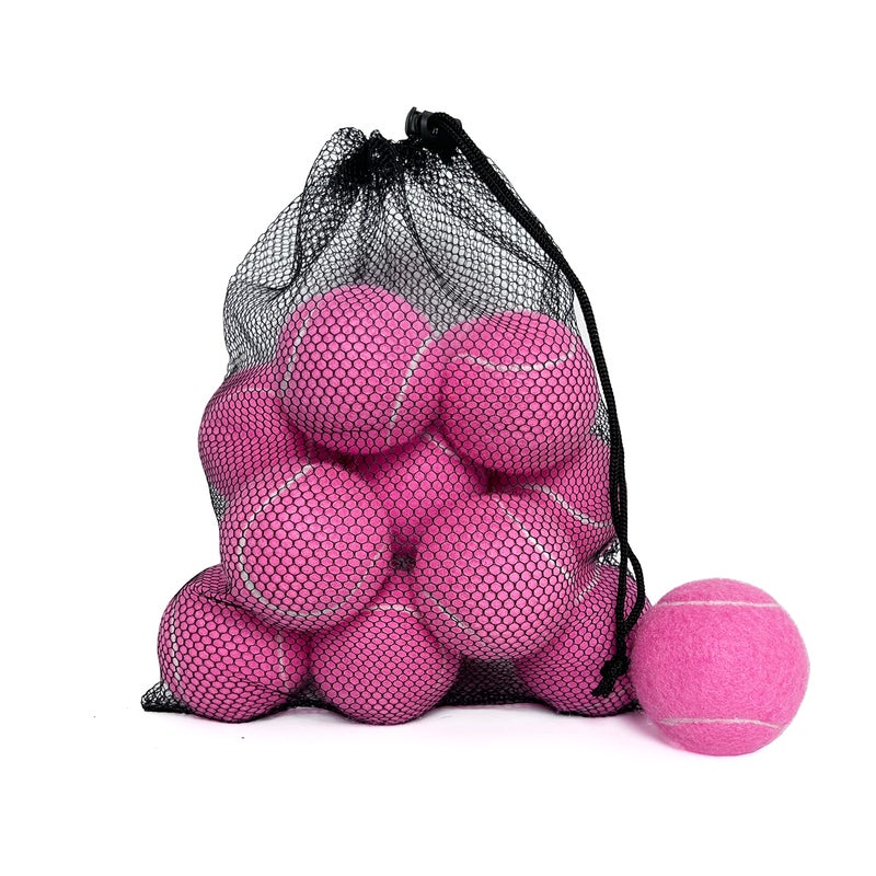 Hpwfhplf Tennis Balls  12 Packs Practice Tennis Balls For Beginner  Training Playing Tennis Balls For Dogs  Come With Mesh Carry Bag (Pink) - Image 1