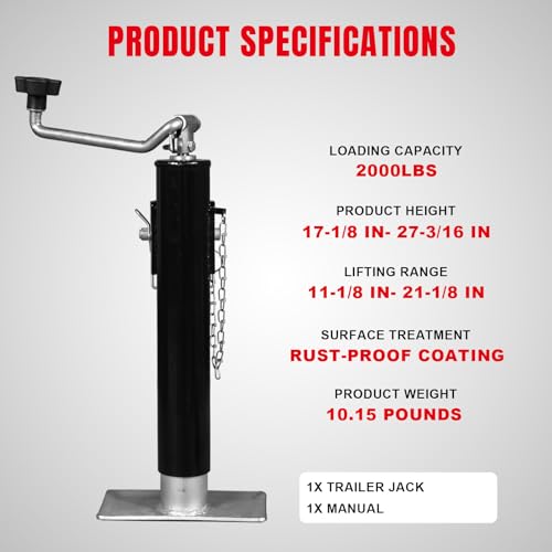 BIG RED 2000 LBs Capacity Weld on Pipe Mount Swivel Trailer Jack, ATR39003R - Image 5