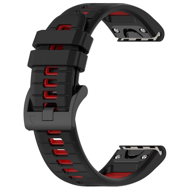 S-TOP For Garmin Fenix 6S Sports Two-Color 20mm Silicone Watch Band(Black+Red) - Image 2