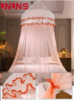 UNUNS Bed Canopy,Elegant  Lace Round Sheer Mesh Bed Bedspread,Round Hoop Bed Canopy Mosquito Net For Single To King Size Bed Curtain,120centimeter  - Image 5