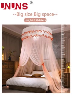 UNUNS Bed Canopy,Elegant  Lace Round Sheer Mesh Bed Bedspread,Round Hoop Bed Canopy Mosquito Net For Single To King Size Bed Curtain,120centimeter  - Image 4
