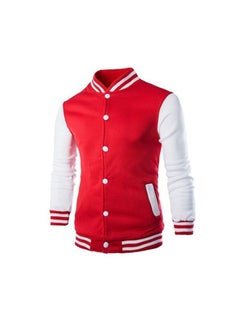 Generic New Fleece-Lined Sweatshirt For Men Casual Running Training Cardigan Baseball Uniform Smooths Your Silhouette Cross-Border Editi Red 