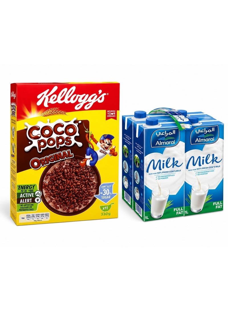 Almarai Long Life Milk Full Fat Plain 1Liters Pack of 4 - Image 1