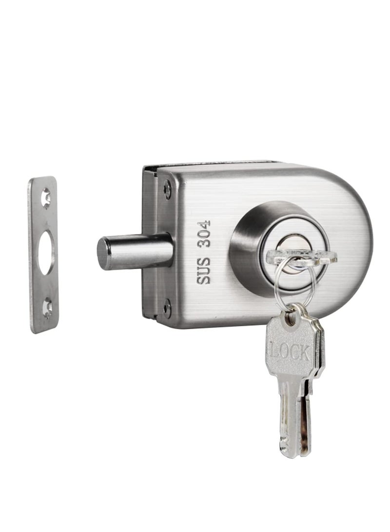 SYOSI Fits on 1/2 Glass 0.39 -0.47Glass Door Lock, Stainless Steel Glass Door Lock Anti-Theft Security Double Swing Hinged Frameless Push Sliding Gate Floor Latch Bolt Ground - Image 1