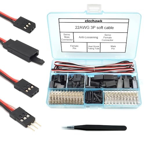 elechawk 30 Sets Servo Connector Male Female Plug Crimp Pin Cable Kit Compatible with Futaba JR Hitec Spektrum RC Connectors (Without Crimping Tool) - Image 1