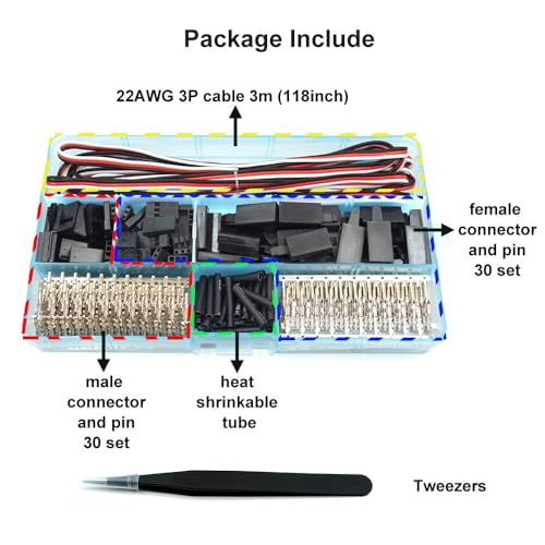 elechawk 30 Sets Servo Connector Male Female Plug Crimp Pin Cable Kit Compatible with Futaba JR Hitec Spektrum RC Connectors (Without Crimping Tool) - Image 2