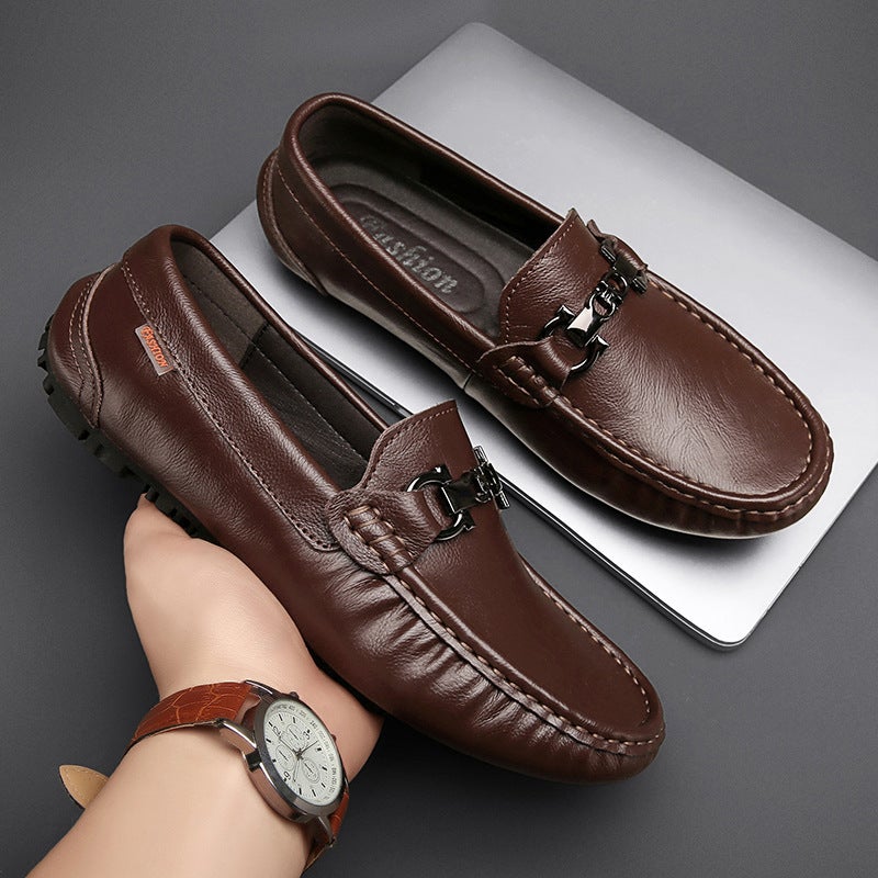 Live-Stream Popular Men'S Genuine Leather Loafers, New Spring Casual Versatile Slip-On Driving Shoes, British Style - Image 3