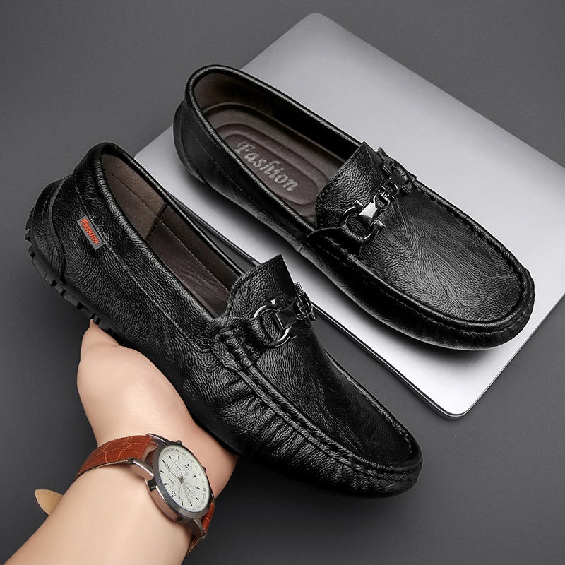 Live-Stream Popular Men'S Genuine Leather Loafers, New Spring Casual Versatile Slip-On Driving Shoes, British Style - Image 2