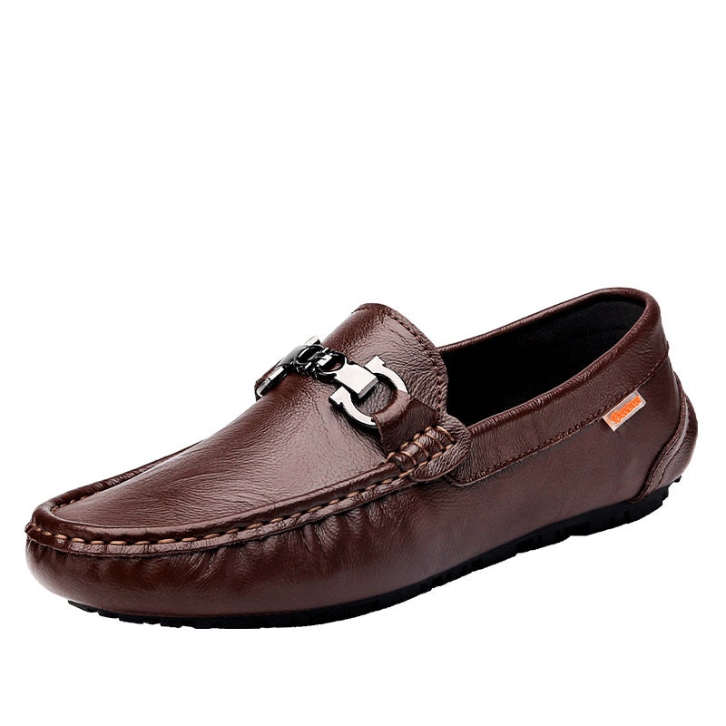 Live-Stream Popular Men'S Genuine Leather Loafers, New Spring Casual Versatile Slip-On Driving Shoes, British Style - Image 1