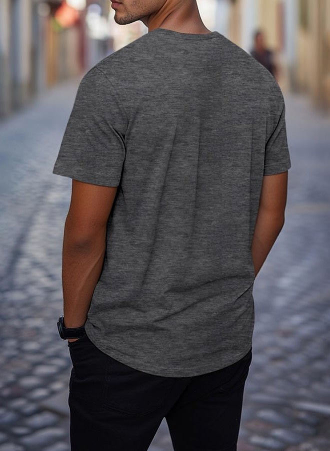 Ficerd 3 Pack Big and Tall V Neck Shirts for Men, Cotton Short Sleeve T Shirts Loose Casual Summer Basic Tee, Black, Dark Gray, Light Gray, 4XL - Image 4