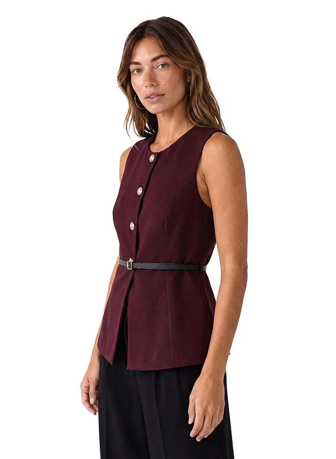 Belted Peplum Vest