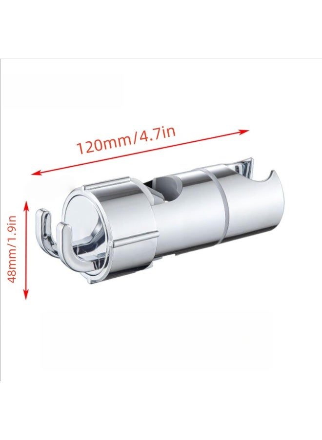Adjustable Chrome Plated Shower Head Holder with 2 Hooks for 16-27mm Slide Rod - Image 2